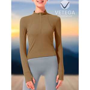 Camiseta de Manga Larga de Felpa para Mujer, Color Camel - Product Image 2