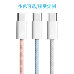 Kabel pengisi daya panjang, Macaron baru warna USB Tipe C ke kabel Data 3A PD pengisian cepat kabel pengisi daya panjang nilon Tipe C