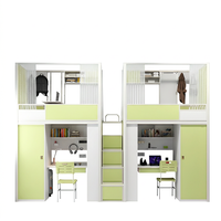 Lit superposé moderne double avec glissière en acier, bureau et armoire, garantie 1 an pour dortoir scolaire, hôpital, hôtel, appartement