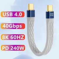 Kabel USB4 Tipe C 240W 40Gbps 8K PD Pengisian Cepat Kompatibel Thunderbolt3/4 Pendek 13cm untuk MacBook Phone15 16 Pro Samsung SSD