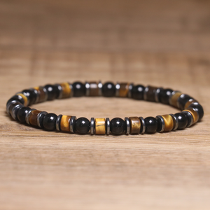 Bohemian Natural Tiger <span class=keywords><strong>Eye</strong></span> Elastic Stone Armband für Männer Frauen Tiger <span class=keywords><strong>Eye</strong></span> Hämatit Perlen Armband Healing Energy Stone Schmuck - Product Image 1