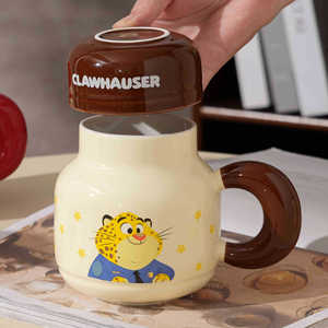 Mug en céramique réutilisable de grande capacité (520 ml) avec couvercle, design animalier de dessin animé, mug à café Judnick pour cadeaux - Product Image 3