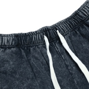 Shorts personnalisés pour hommes, imprimés sur mesure, en coton uni, taille mi-haute, avec cordon de serrage, couleur noir délavé, style streetwear - Product Image 3