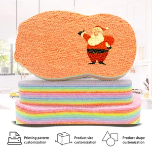 Eco Friendly Wood Pulp Washing Pads Natural Plant Biodegradable Sponge Kitchen Cellulose Scrub Sponge