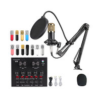 YEAH BM800 Microphone V8 Carte Son Bras Stand Microfonos De Kit pour Diffusion En Direct Karaoké Gaming Podcast