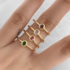 Wholesale Fashion Simple 18K Gold Plated Multicolor Cubic Zirconia <b>Adjustable</b> <b>Ring</b> Women - Product Image 1