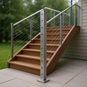 Poteau de garde-corps en acier inoxydable 91,4x5x5 cm, trous horizontaux pré-percés pour garde-corps de terrasse, utilisation extérieure - Product Image 2