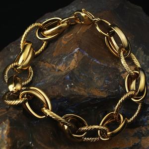 Pulseras de Estilo Europeo y Americano para Mujeres y Hombres, Acero Inoxidable, Doble Círculo, Joyería de Moda - Product Image 1