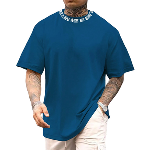 <span class=keywords><strong>T</strong></span>-shirts en coton de haute qualité, imprimés avec des lettres, surdimensionnés, avec poches, impression personnalisée pour hommes - Product Image 1