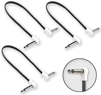 Kabel Pedal gitar 6 inci profesional, kabel Patch datar sudut kanan bebas kebisingan dan tahan lama warna hitam