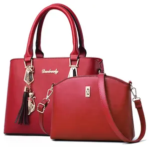 Manufactures fashion tote women's handbag wholesale ladies pu leather handbag set