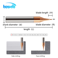 Fraise à queue en carbure monobloc de micro-diamètre Boside, revêtement TiAISiN, ODM/OEM, 35° de hélice, pour usinage CNC, passivation secondaire
