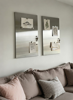 Tableau magnétique en acier inoxydable sans cadre, rectangulaire, pour affichage de photos, montage mural, décoration minimaliste moderne, usage domestique