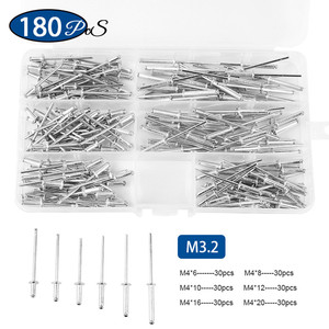 Kit de 180 rivets aveugles à tête dôme M3.2 M4 M4.8 en aluminium à extrémité ouverte - Product Image 2