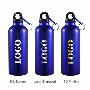 Customizable 400ml/500ml/600ml/750ml <b>Aluminum</b> Sport <b>Water</b> <b>Bottles</b> Single Walled with Screw Lids & Carabiners for Promotion Gift - Product Image 3