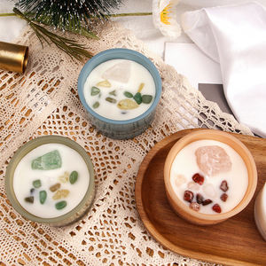 Bougie parfumée en cire de soja de luxe avec logo personnalisé du fabricant, cristaux, Noël, Thanksgiving, non toxique, <span class=keywords><strong>verre</strong></span> moderne - Product Image 4