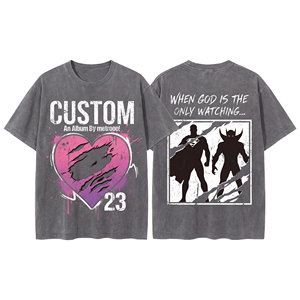 Camiseta Retro OEM 100% Algodón Grueso para Hombre, Talla Grande, Impresión DTG, Logotipo Bordado en Chenilla, Camiseta Vintage Personalizada - Product Image 2