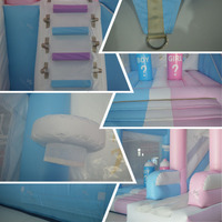 Castillo Inflable Personalizado con Temática Rosa y Azul para Niño o Niña, Casa de Brinco Inflable Comercial para Revelación de Género, Uso en Exteriores y Negocios