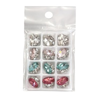 Paso Sico Clous à ongles en verre coloré à 12 grilles, style pavé de cristaux, best-sellers transfrontaliers, sans plateau de base, finition œuf de pigeon, boule de diamant