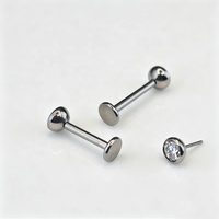 Pendientes de Titanio G23 sin Rosca con Parte Trasera Plana, Zirconia Redonda Superior, para Cartílago, Joyería Corporal Perforada