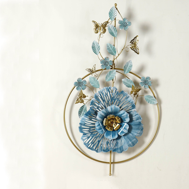 Wall Decor Living Room Interior Pieces Luxury Display Iron Metal Flower Wall Art Hanging