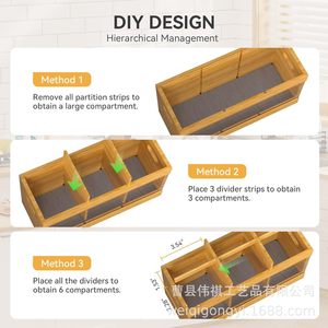 Caja de almacenamiento de utensilios de cocina, estante de drenaje de madera con múltiples compartimentos para utensilios, organizador de escritorio, Color madera Natural - Product Image 5