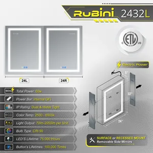 Armoire à <span class=keywords><strong>miroir</strong></span> LED commerciale avec boîtier en aluminium anodisé et indice <span class=keywords><strong>de</strong></span> protection IP44 - Product Image 5