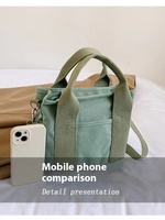 Bolso de mano de gran capacidad para mujer sencillo que combina con todo, nuevo bolso de mano pequeño Bento de lona de primavera y verano con cierre de cremallera