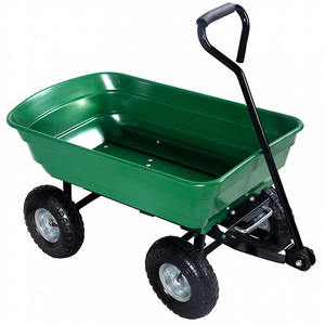 Zware Stalen Dump Kar Tuin Utility Aanhangwagen Poly Tray Dumping Trolley Plastic Bakje Tuin Tipkar - Product Image 1