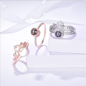 Anillo de Proyección Te Amo en 100 Idiomas |   Conjunto de Anillos Ajustables en Forma de Corazón para Parejas - Product Image 5