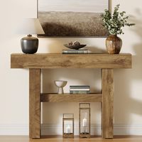 Console d'entrée moderne en MDF pour salon avec 2 niveaux et étagères de rangement ouvertes