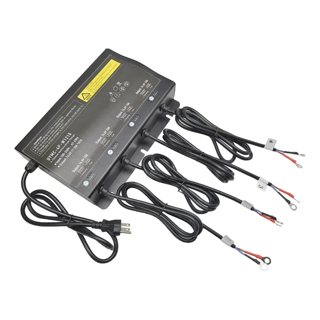 Smart Simultaneous Charging Lithium Ion LiFePO4 SLA 12V 14.6V 10A Multi-output 4 Channels Waterproof Marine Battery Charger