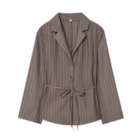 Tenues pour femmes, ensemble 2 pièces, blazer à manches longues rayé à lacets, pantalon décontracté, tenue de bureau élégante pour femmes, costumes pour femmes automne-hiver