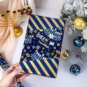 Burymento Hanukkah Wrapping Paper 17 In X 32.8 Ft Metallic Blue Gift <b>Wrap</b> For Chanukah Holiday Celebrations - Product Image 5