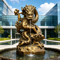 Décoration d'entrée de cour de style chinois traditionnel sur mesure, sculpture en bronze coulé, statue de dragon, fontaine