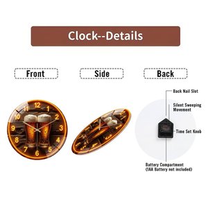 Horloge ronde en verre silencieuse personnalisée 30 cm, initiales personnalisées, design moderne, maison, bureau - Product Image 6