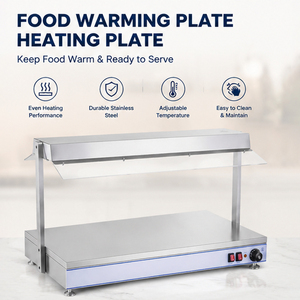 120x50cm Commercial Countertop Food Warmer with Heat <b>Lamp</b> & Sneeze Guard, Stainless Steel Buffet Warming Station for Restaurant - Product Image 4