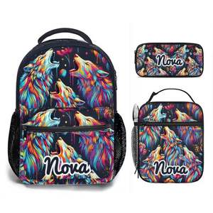 Nouvelle combinaison trois pièces décontracté étudiant sac à dos grande capacité Simple sac à dos sac à déjeuner sac à crayons - Product Image 2