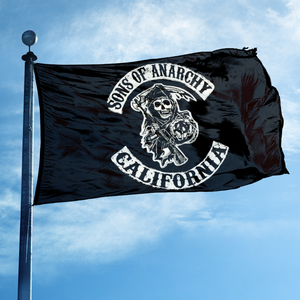 Bandiera Sons of <span class=keywords><strong>Anarchy</strong></span> 3x5ft, Striscione in Poliestere Bifacciale SOA California per Decorazione Esterna, Moto, Man Cave, Bar - Product Image 1