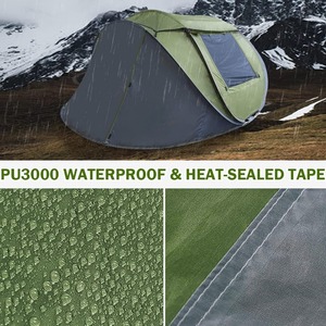 Tente de camping instantanée OEM pour <span class=keywords><strong>4</strong></span> personnes, abri familial imperméable avec 2 portes, lanterneau et bâche de protection, installation facile, équipement de plein air avec poteaux - Product Image 5