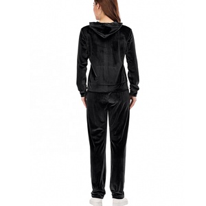PIHA SPORTS Women's Polyester/Cotton 2 in 1 Autumn Sporty <b>Velour</b> Velvet <b>Jumpsuit</b> Onesie Long Sleeve Zip Casual Jogger - Product Image 2