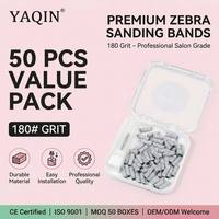 YaQin OEM 100 pièces/boîte Bande abrasive pour nail art, grains 80 120 180 240, Zèbre Blanc, pour manucure et polissage des ongles, polissoir annulaire à ponçage standard