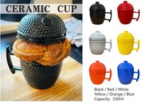 Vente directe d'usine TOPQ, accessoires pour barbecue, tasses en céramique : haute qualité, adaptées aux grills Kamado et à la consommation, comme cadeau de Noël