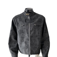 Veste en daim pour homme, coupe ajustée, légère, zippée, style bomber, marron, veste décontractée sportive