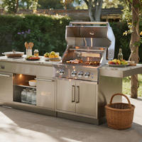 CE Barbecue à gaz 3 brûleurs encastrable haut de gamme moderne en acier inoxydable SUS SS 304 pour cuisine extérieure, usage domestique, cour et jardin (GPL/GN)