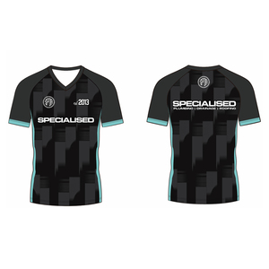 Kişiselleştirilmiş tasarım yüksek kalite spor Tshirt dokuma kaburga nakış logosu nefes Polyester futbol forması özel takım üniforma - Product Image 1