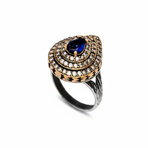 Ottoman Pear Sapphire <b>CZ</b> Wholesale Authentic Silver <b>Ring</b> Fine Jewelry 925 Sterling Handcrafted Jewellery - Product Image 2