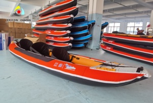 Kayak gonflable 3 personnes, canoë chinois avec revêtement extérieur en nylon, siège de kayak gonflable pliable, rames en aluminium, <span class=keywords><strong>gonfleur</strong></span>, longueur 4m - Product Image 6