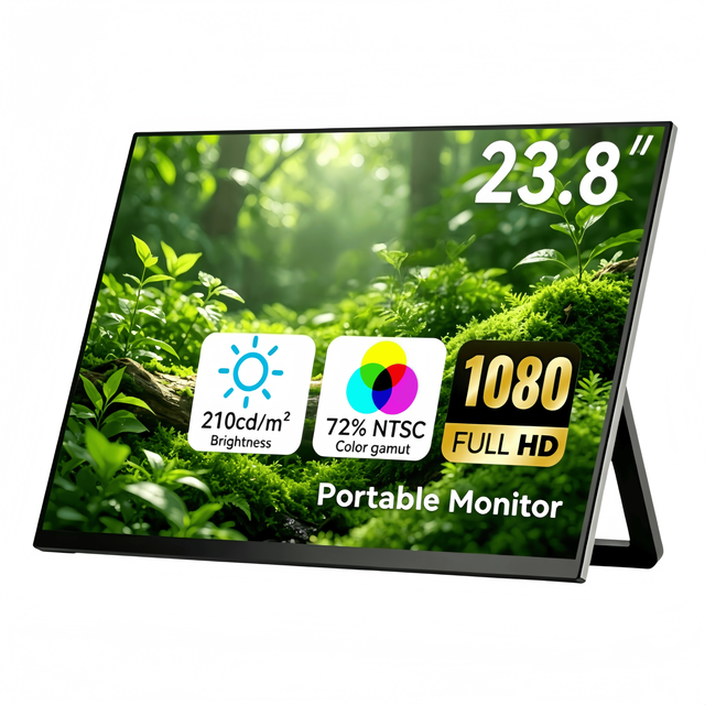 23.8 Inch FHD 1920x1080 LCD Type C USB for Car Headrest Laptop PC Phone Slim Lightweight Travel Gaming Office Portable Monitor