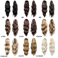 Queue de Cheval Courte pour Femmes, Ondulée Naturelle, en Fibre Synthétique Haute Température Ininflammable, avec Pince Griffe, Extensions de Cheveux à Trame Unique